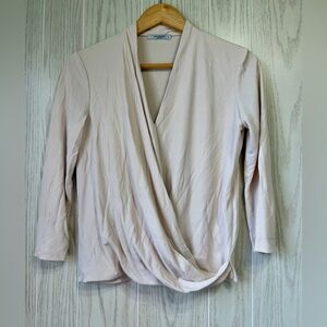 MM.LaFleur Deneuve Faux-Wrap Top Blush Pink Size Small EUC